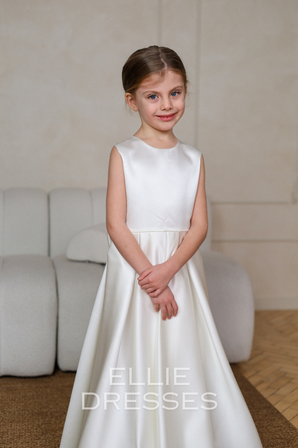 Short Sleeve Satin Gown