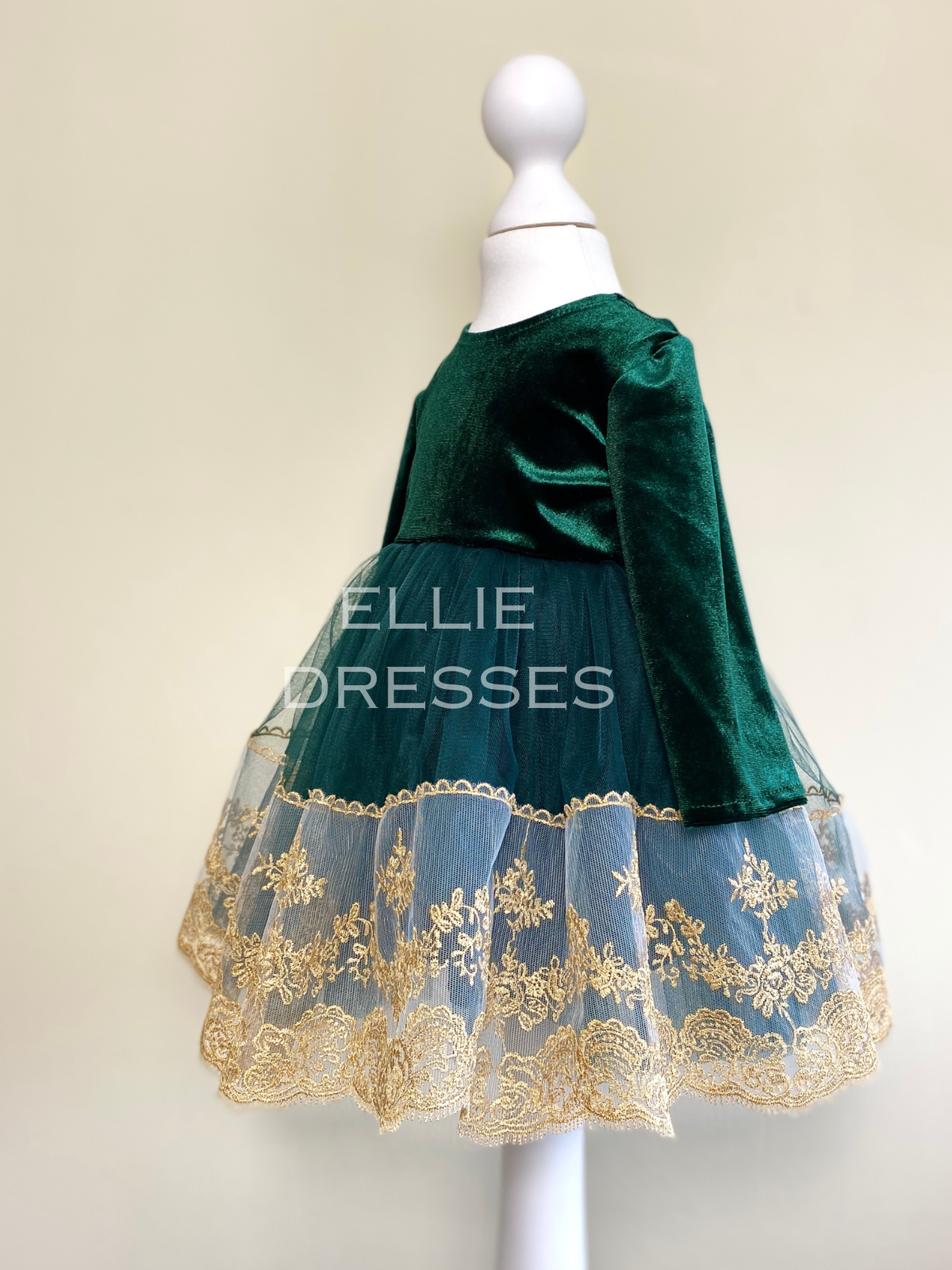 Toddler Dress with Gold Lace CD009