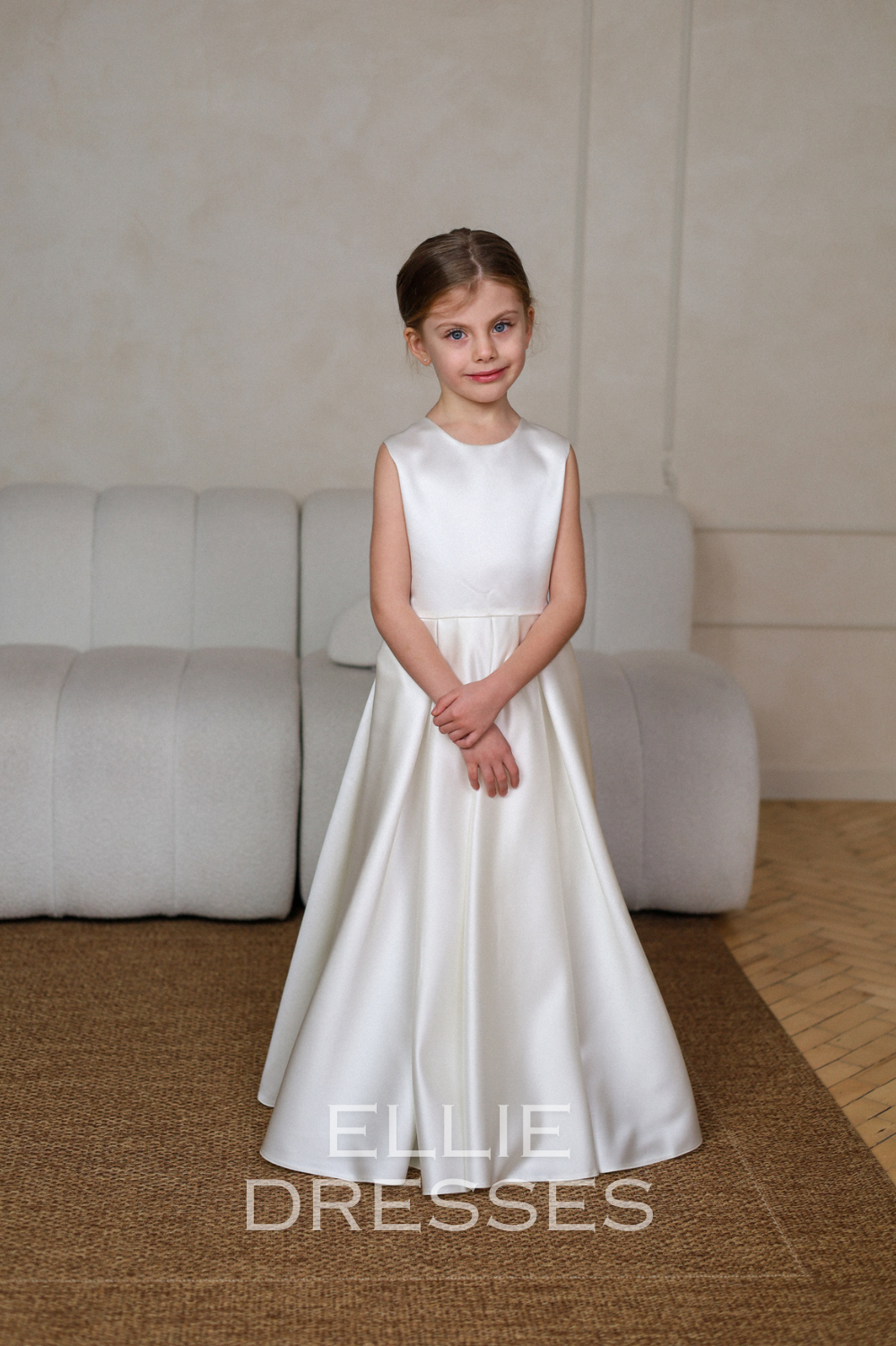 Short Sleeve Satin Gown