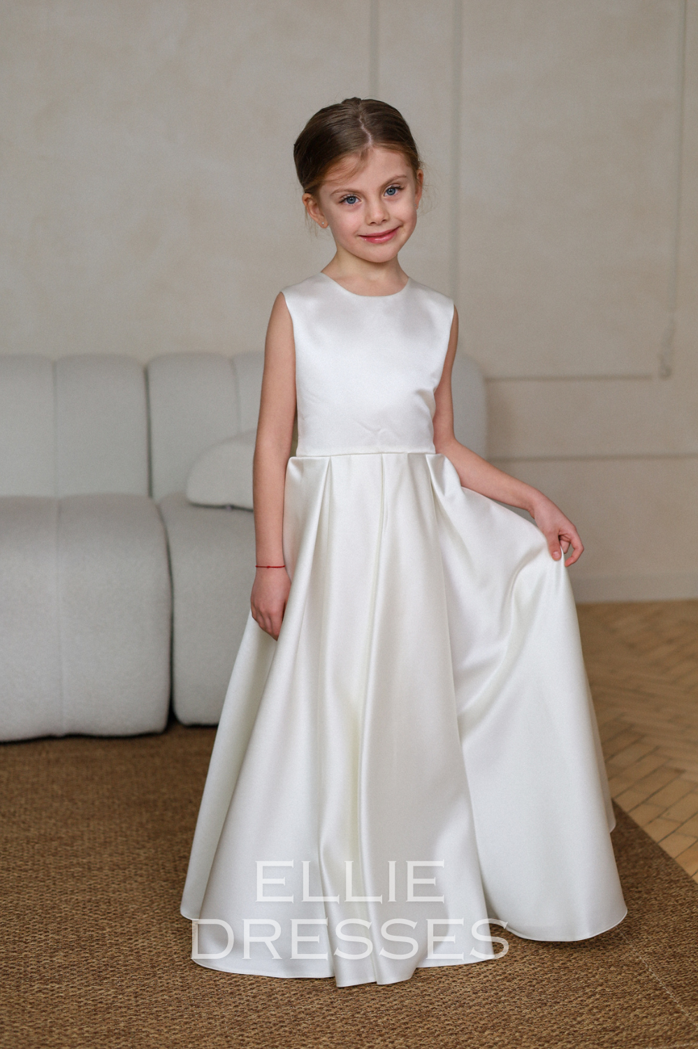Short Sleeve Satin Gown