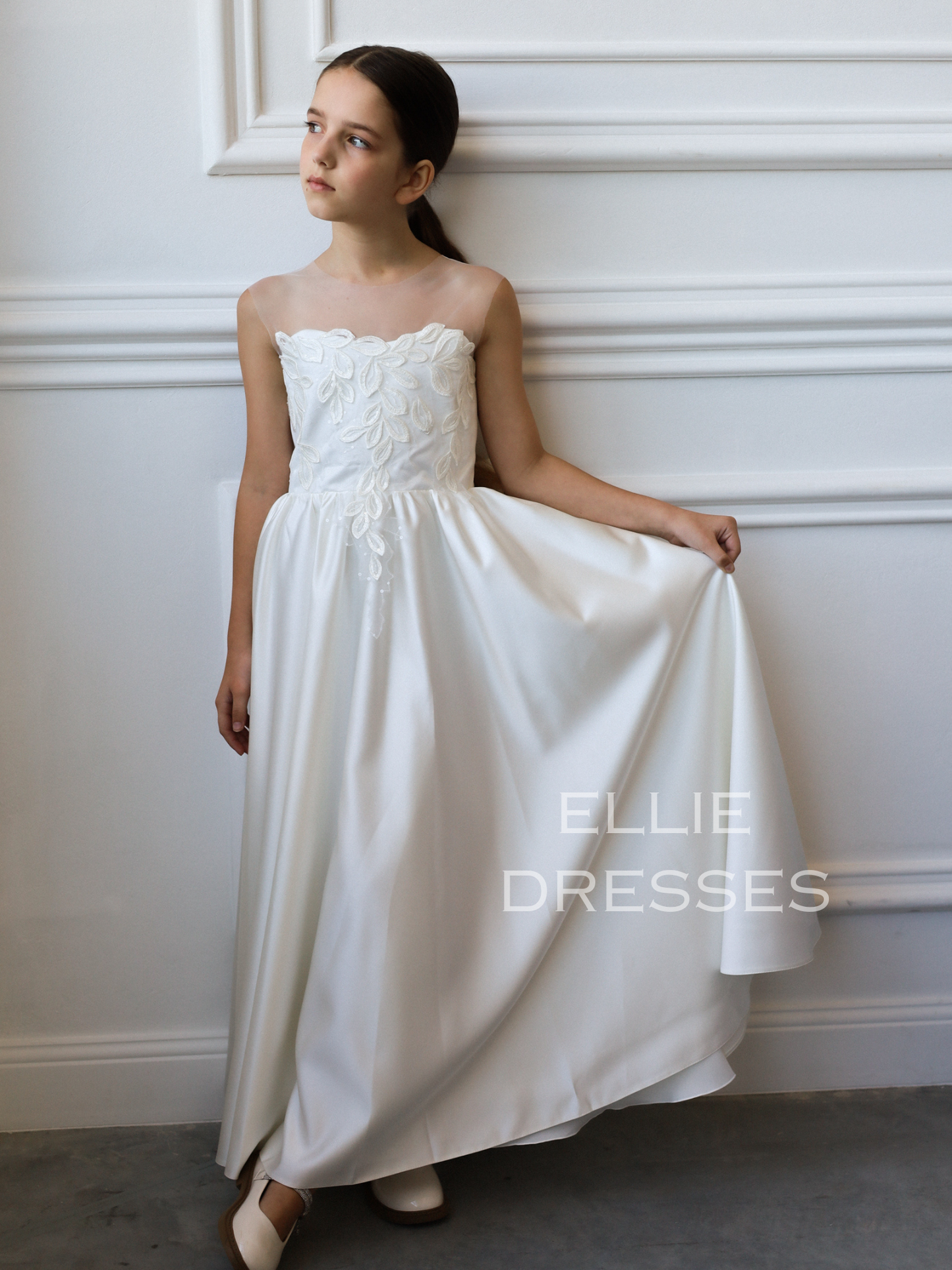 Lace Dress with satin skirt