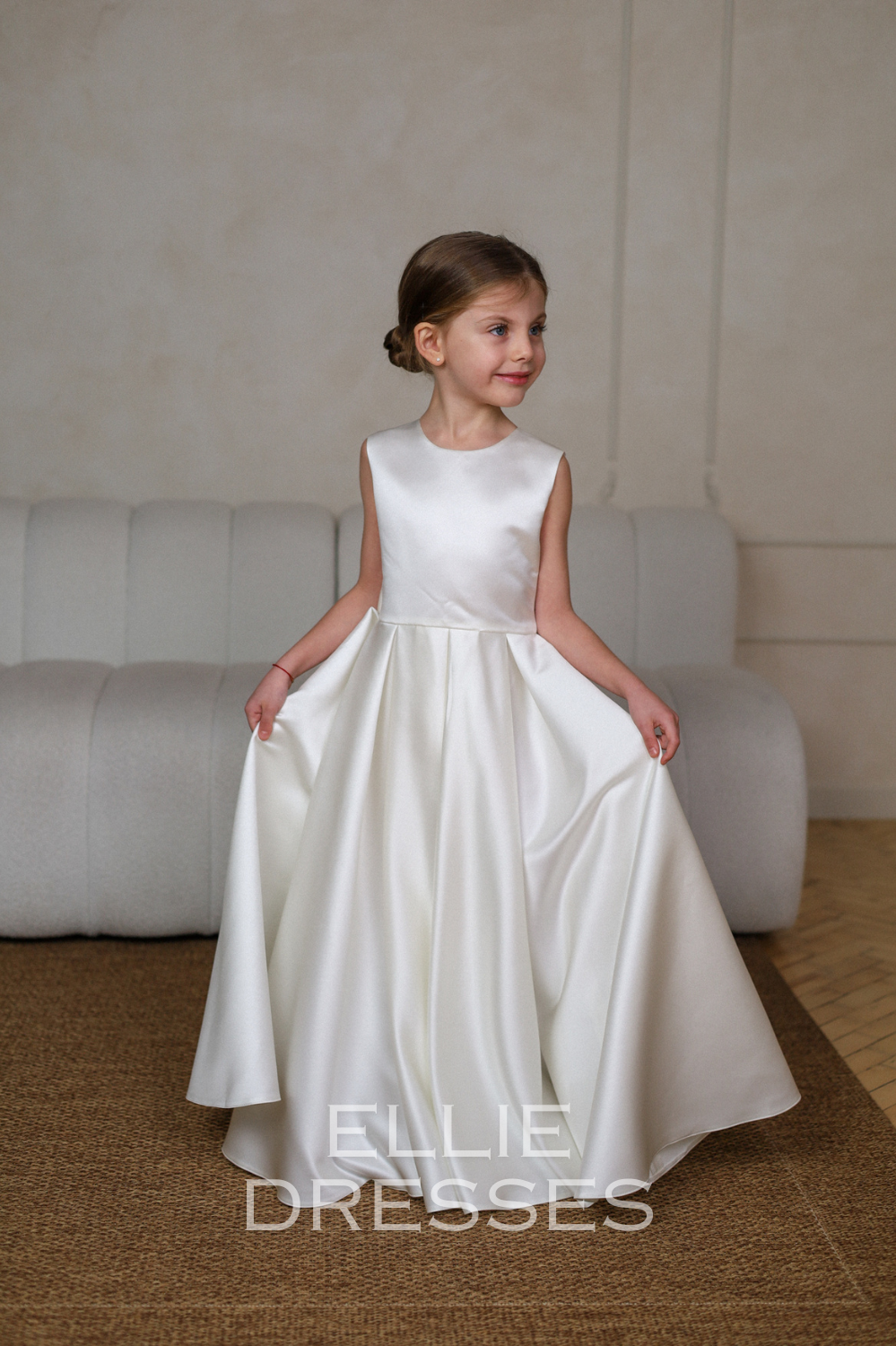 Short Sleeve Satin Gown