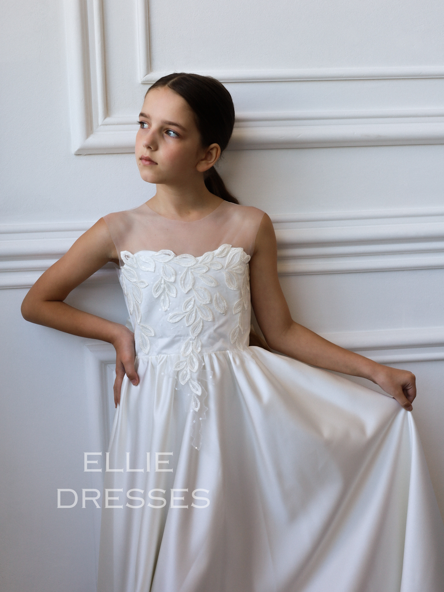 Lace Dress with satin skirt