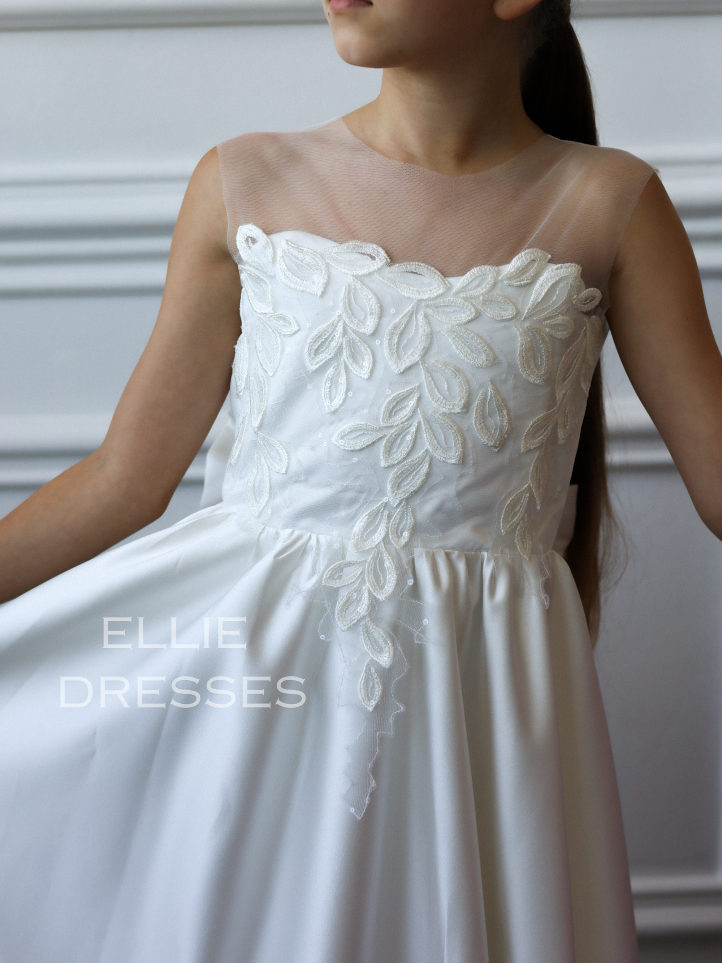 Lace Dress with satin skirt