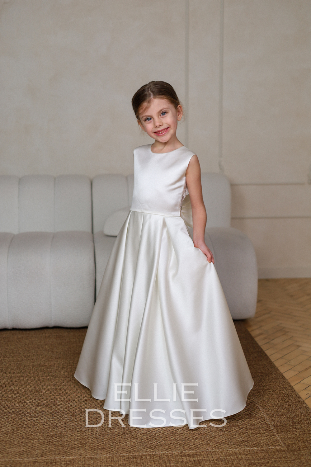 Short Sleeve Satin Gown