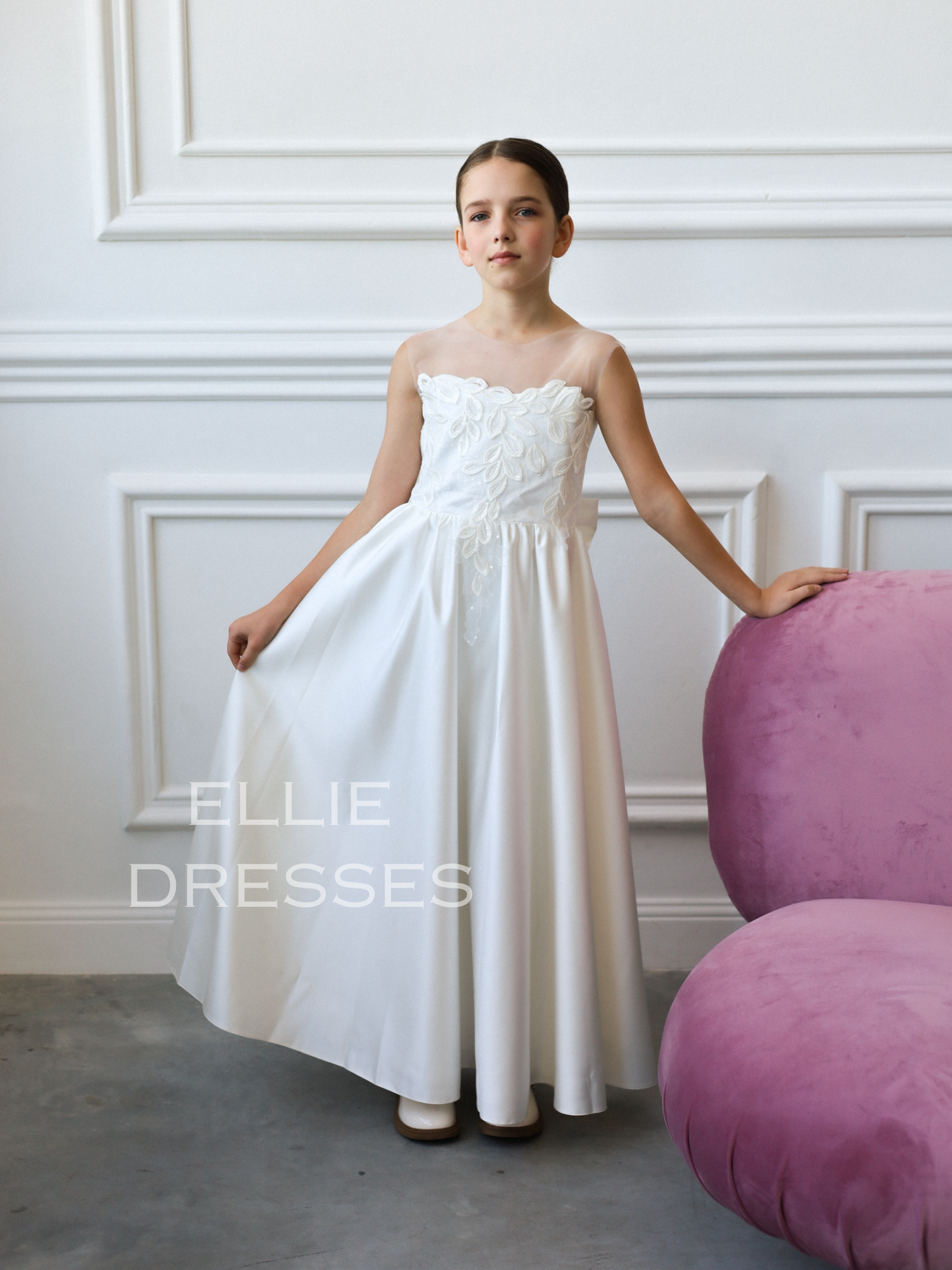 Lace Dress with satin skirt