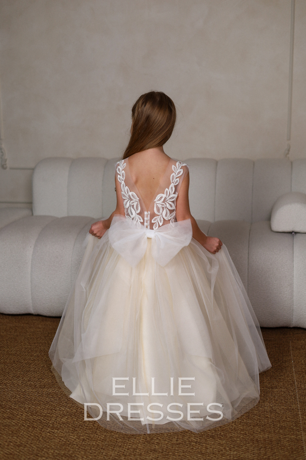 Nude Dress with Floral Lace