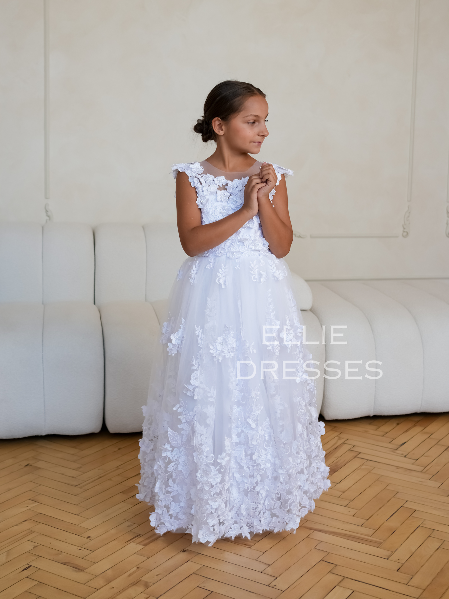 White Floral Girl Gown