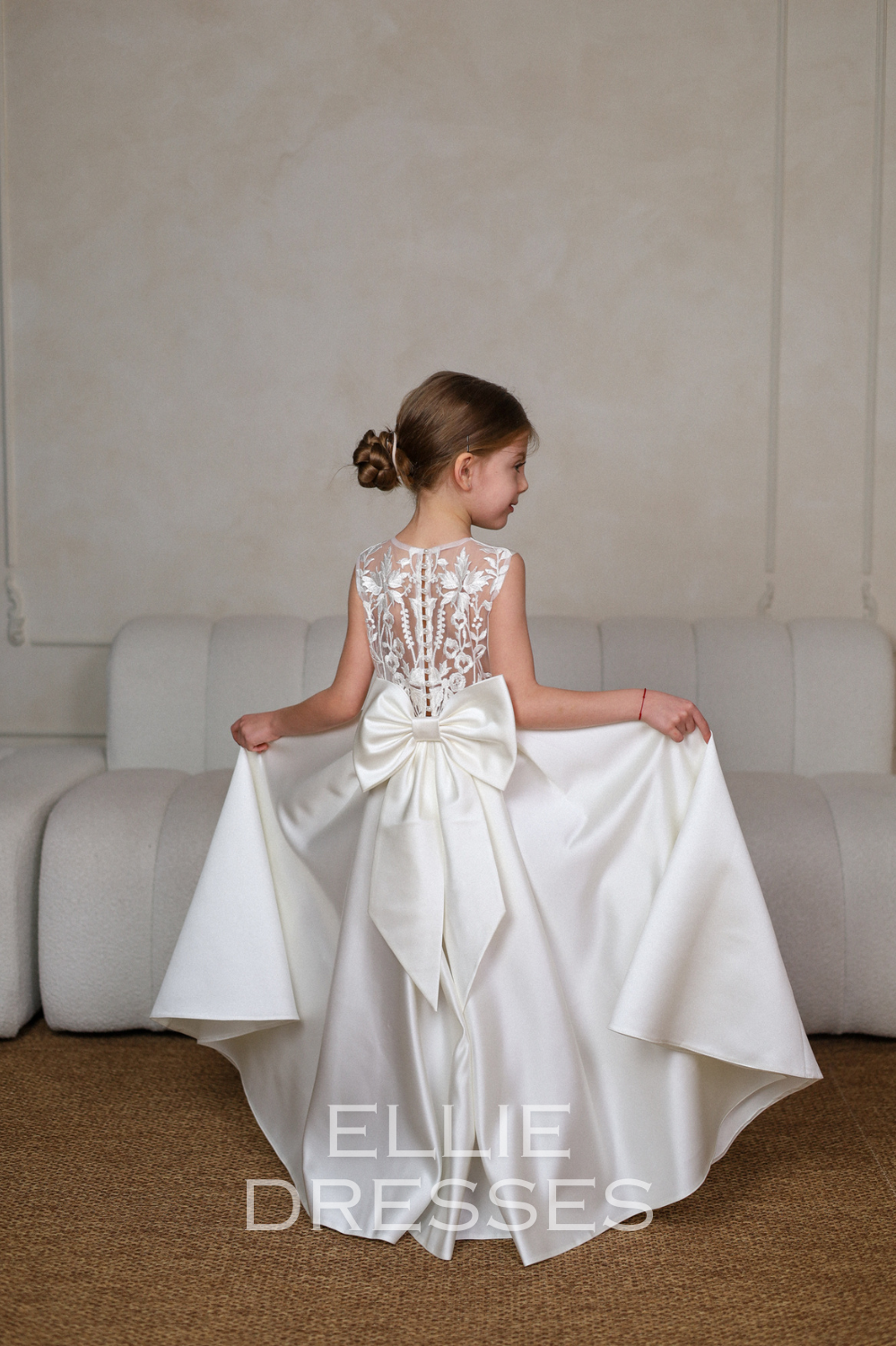 Short Sleeve Satin Gown