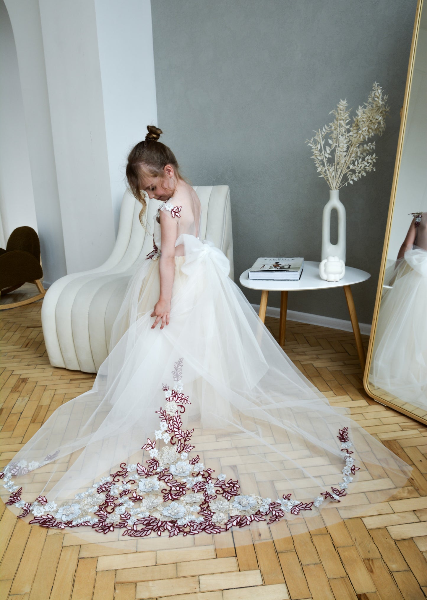 Dress with multiple color lace