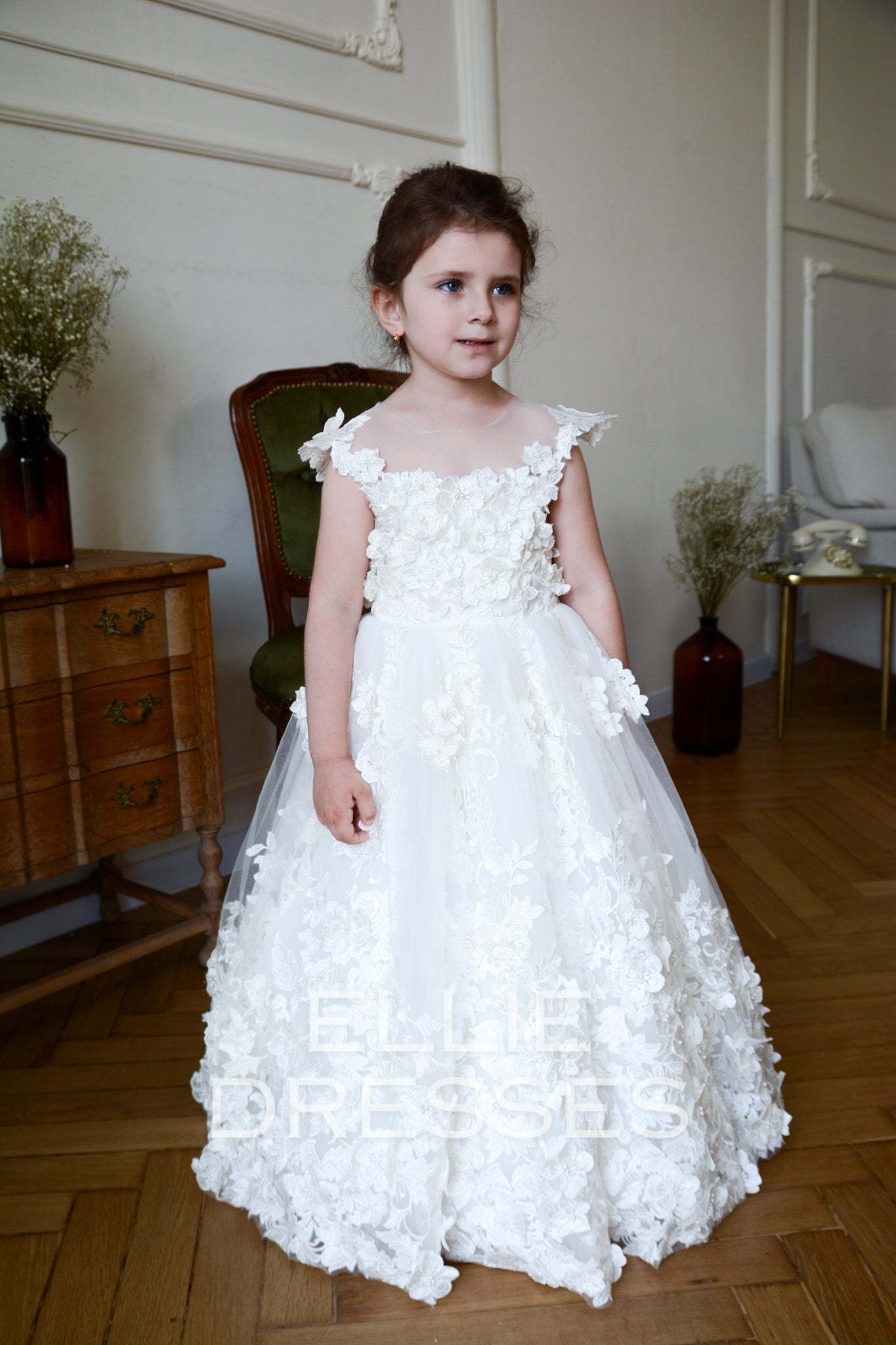 Lace Floral Girl Gown