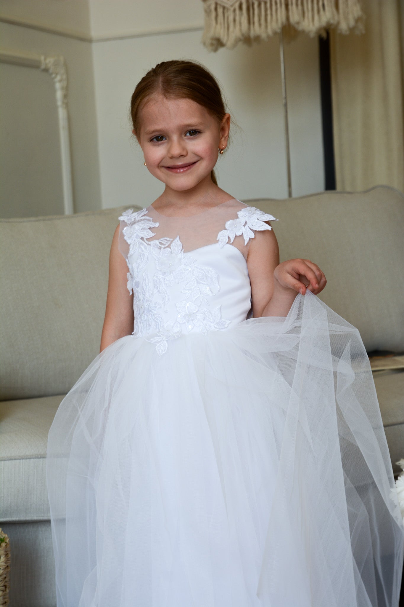 White Floral Lace Gown