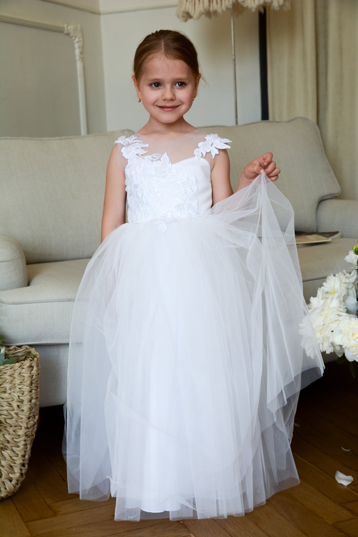 White Floral Lace Gown