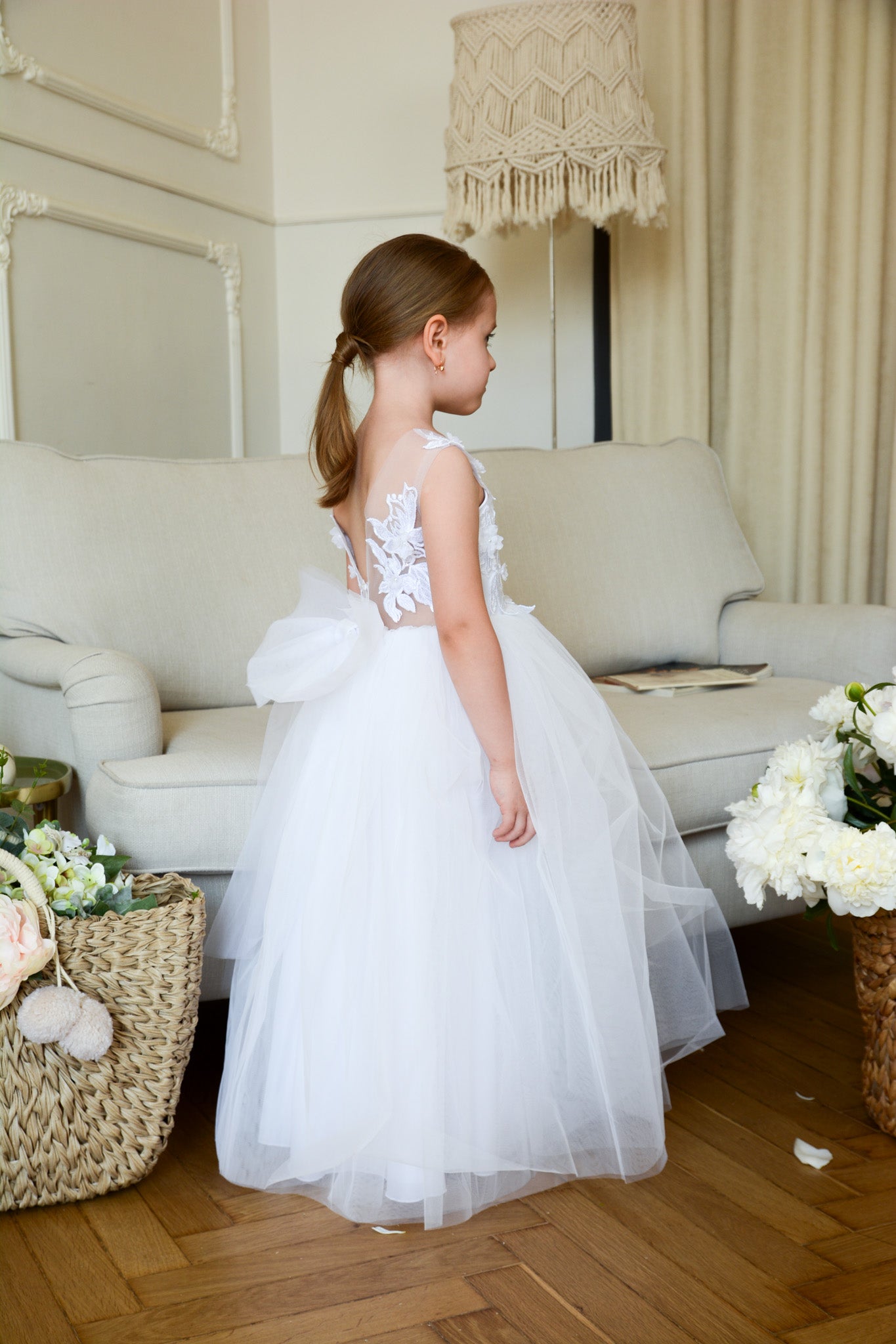 White Floral Lace Gown
