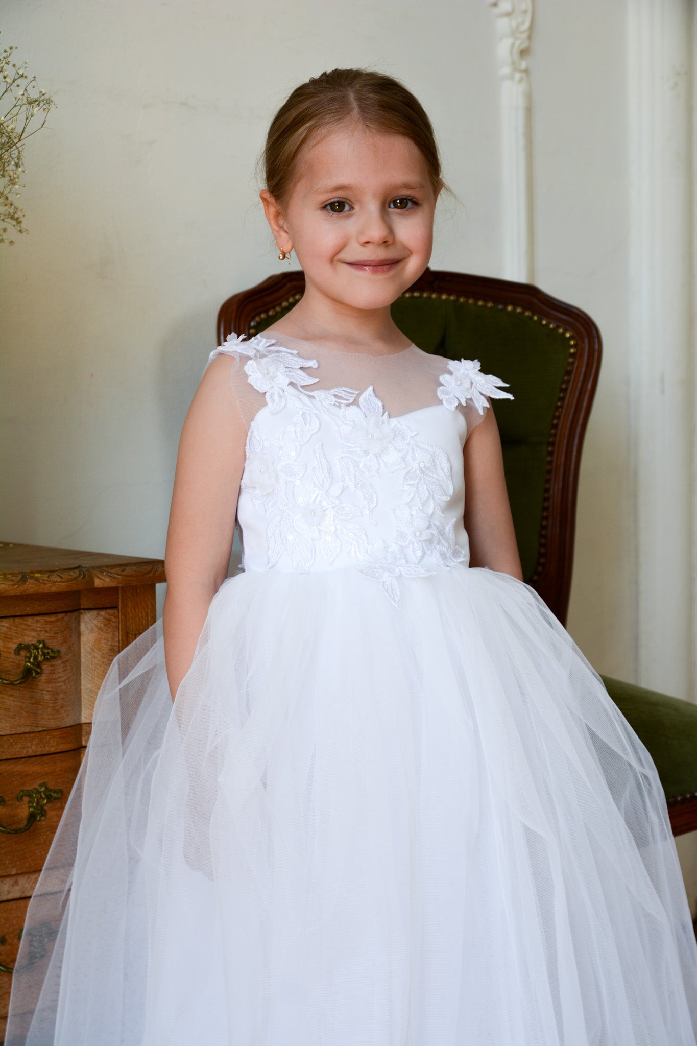White Floral Lace Gown