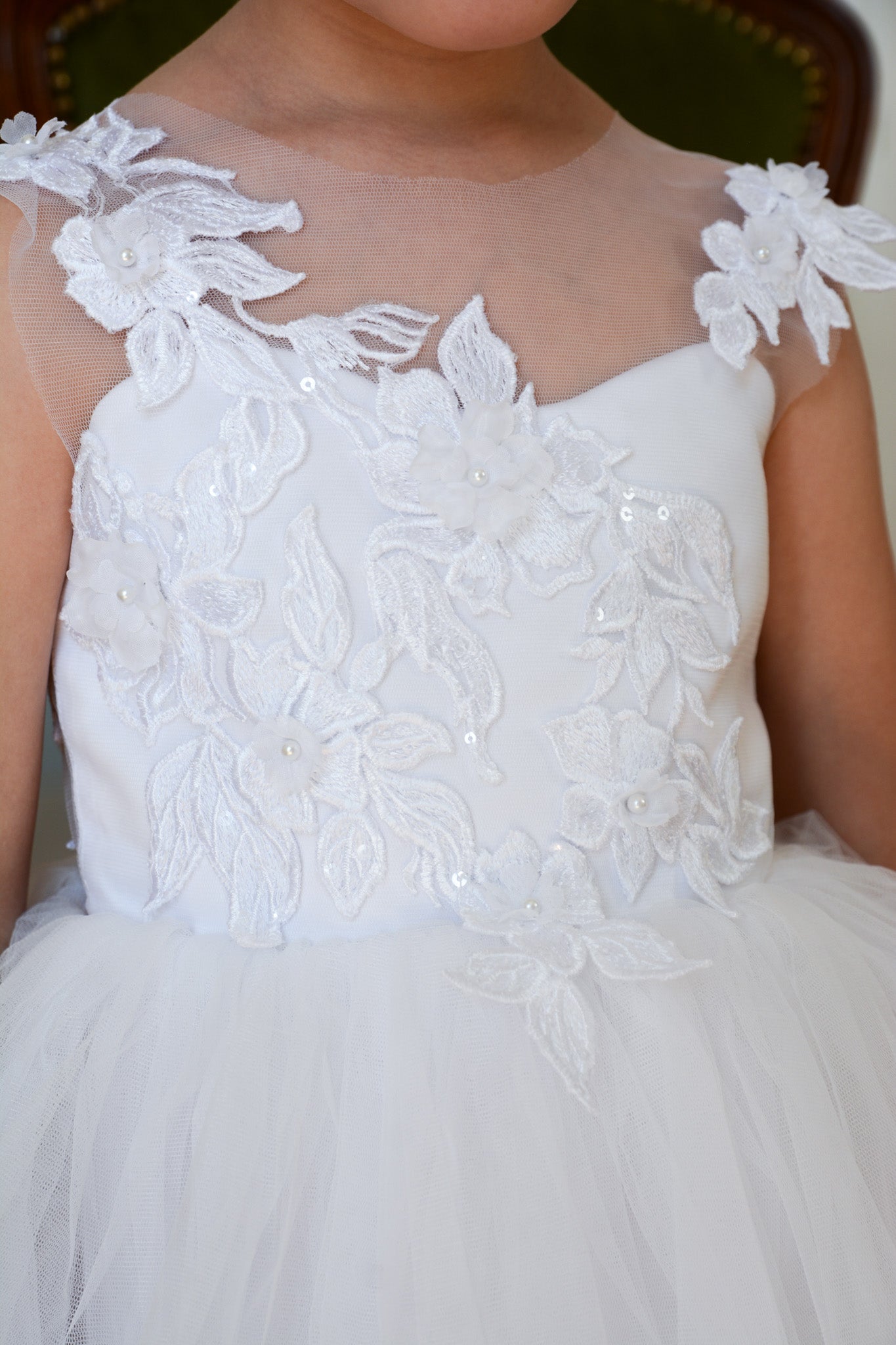 White Floral Lace Gown