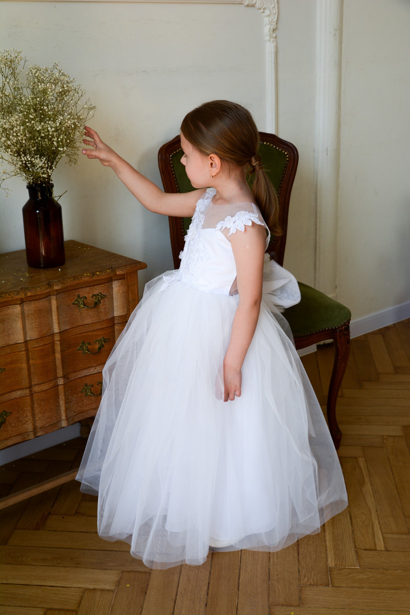 White Floral Lace Gown