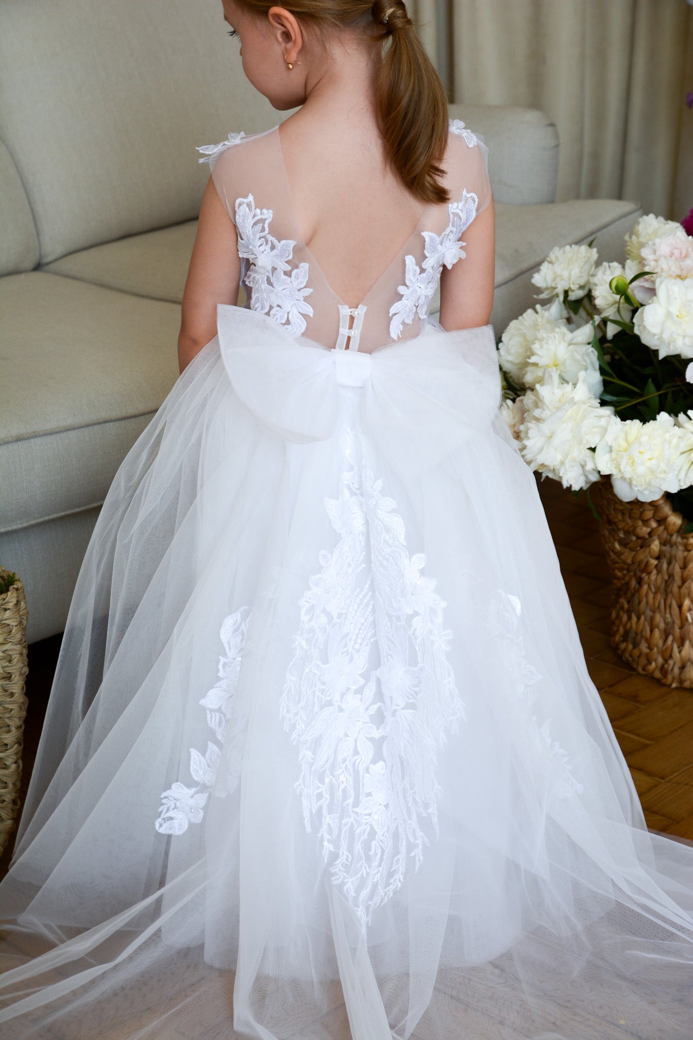 White Floral Lace Gown