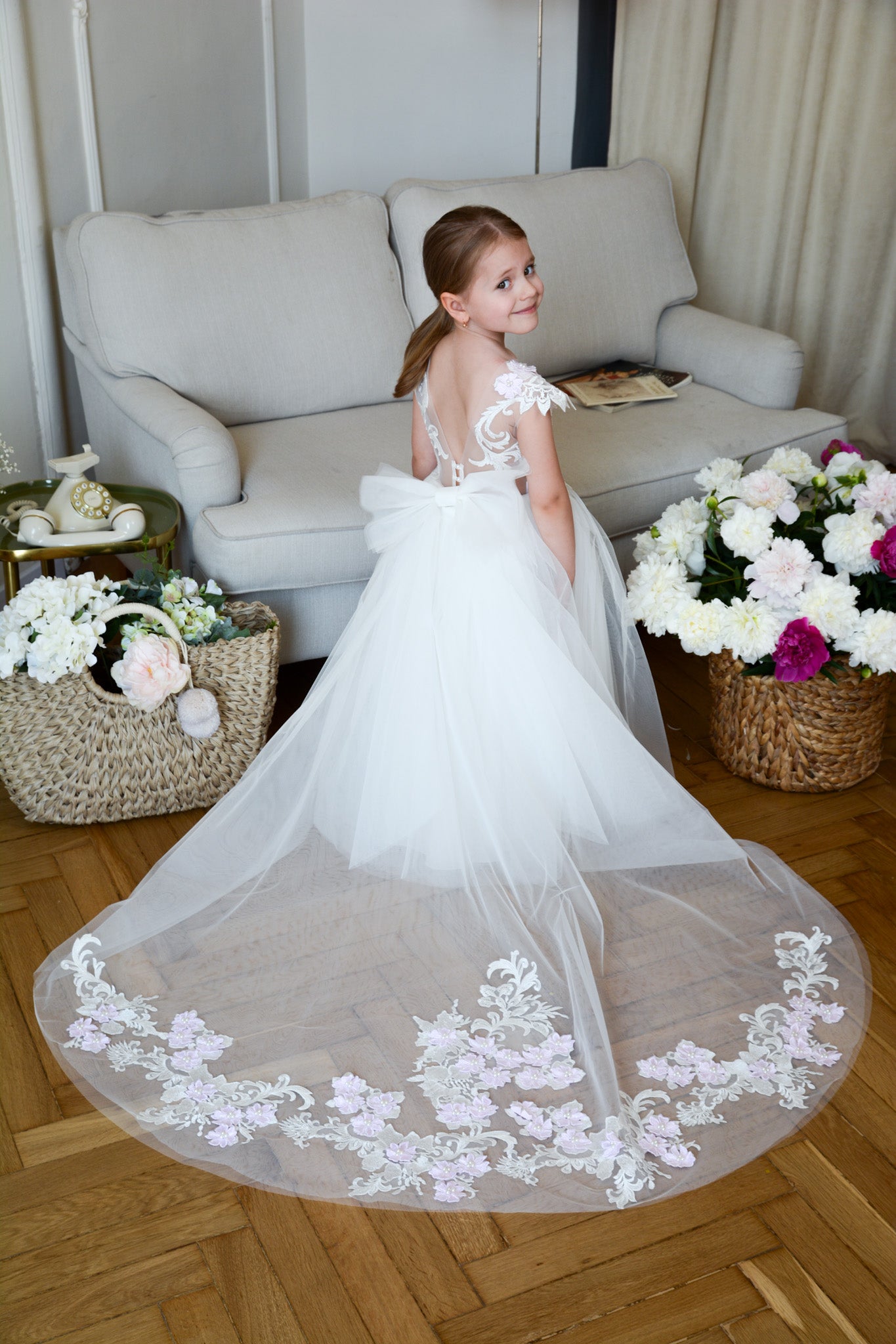 Dress with white & pink lace