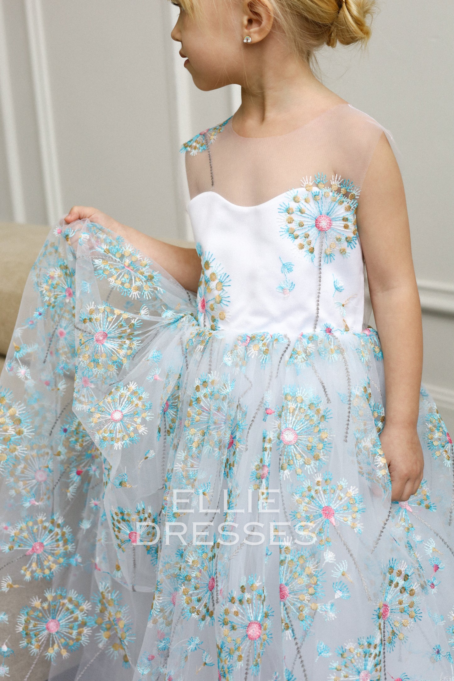 NEW! Blue dress with dandelions