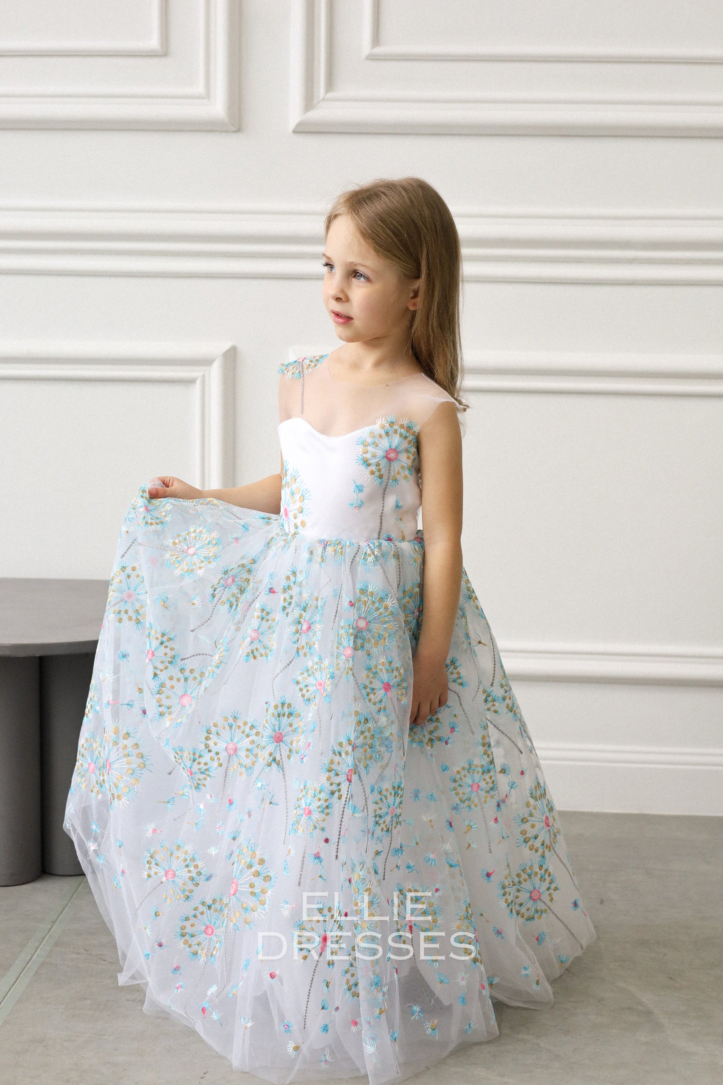 NEW! Blue dress with dandelions