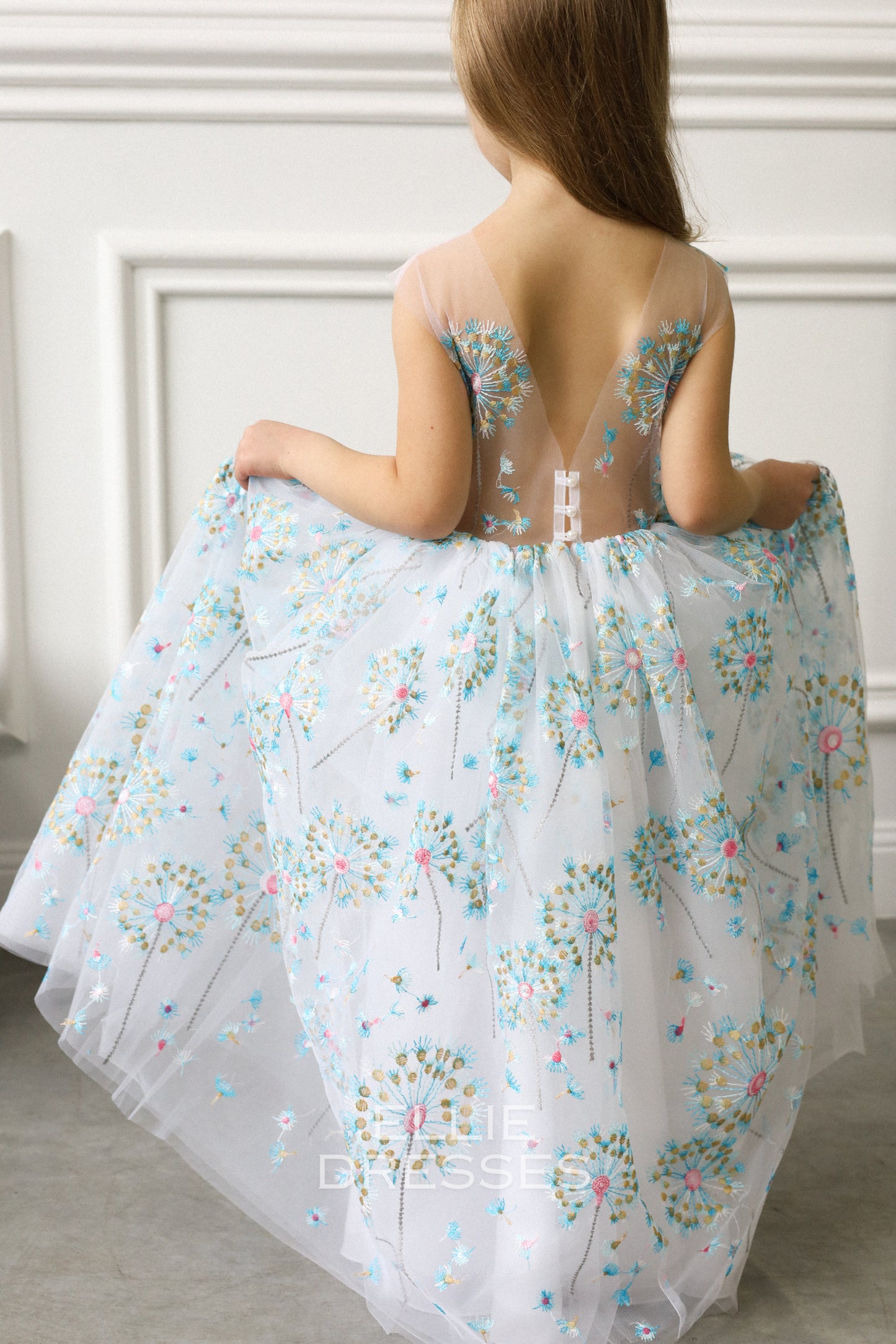 NEW! Blue dress with dandelions