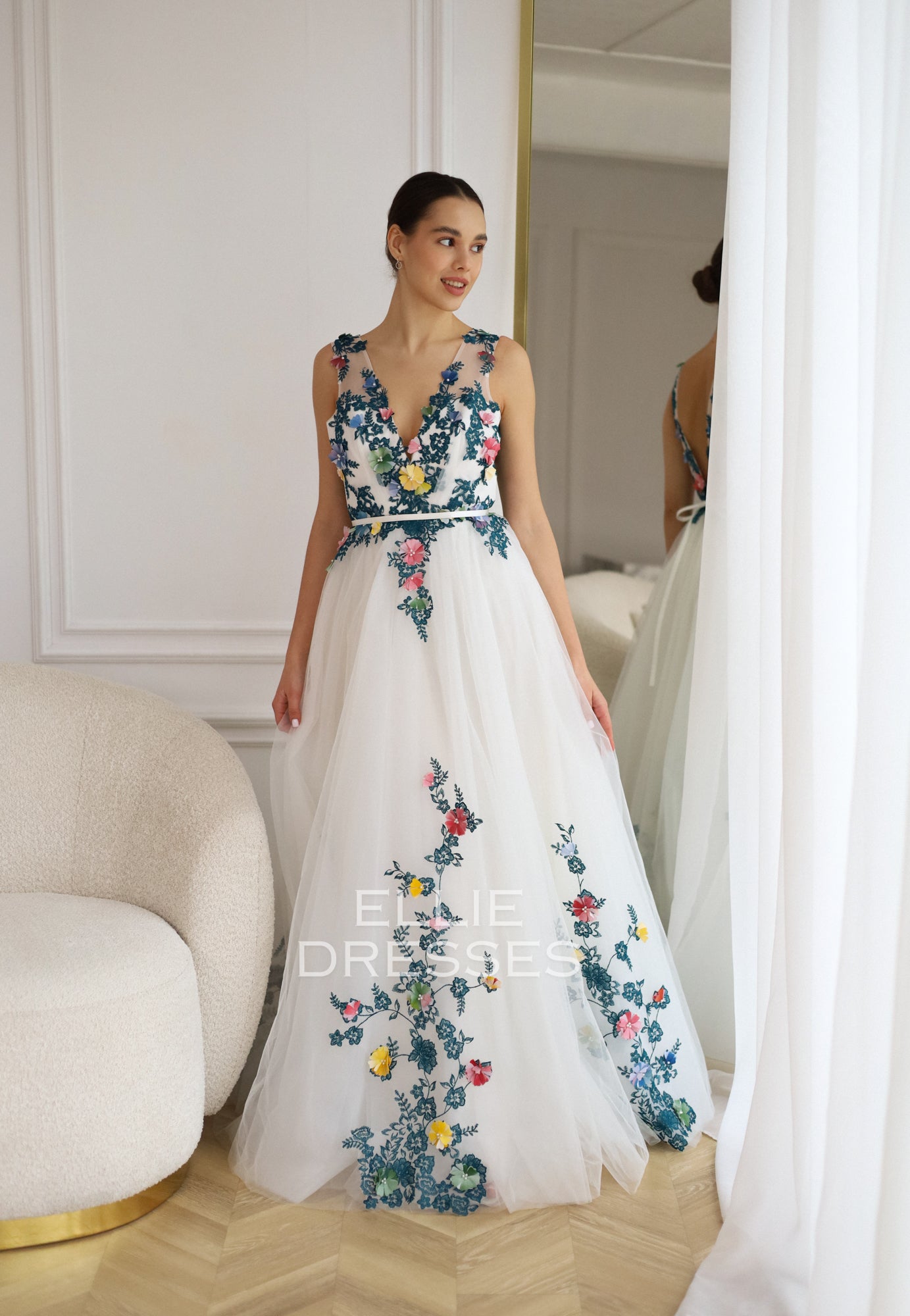 Wedding Dress with 3D Colored Lace