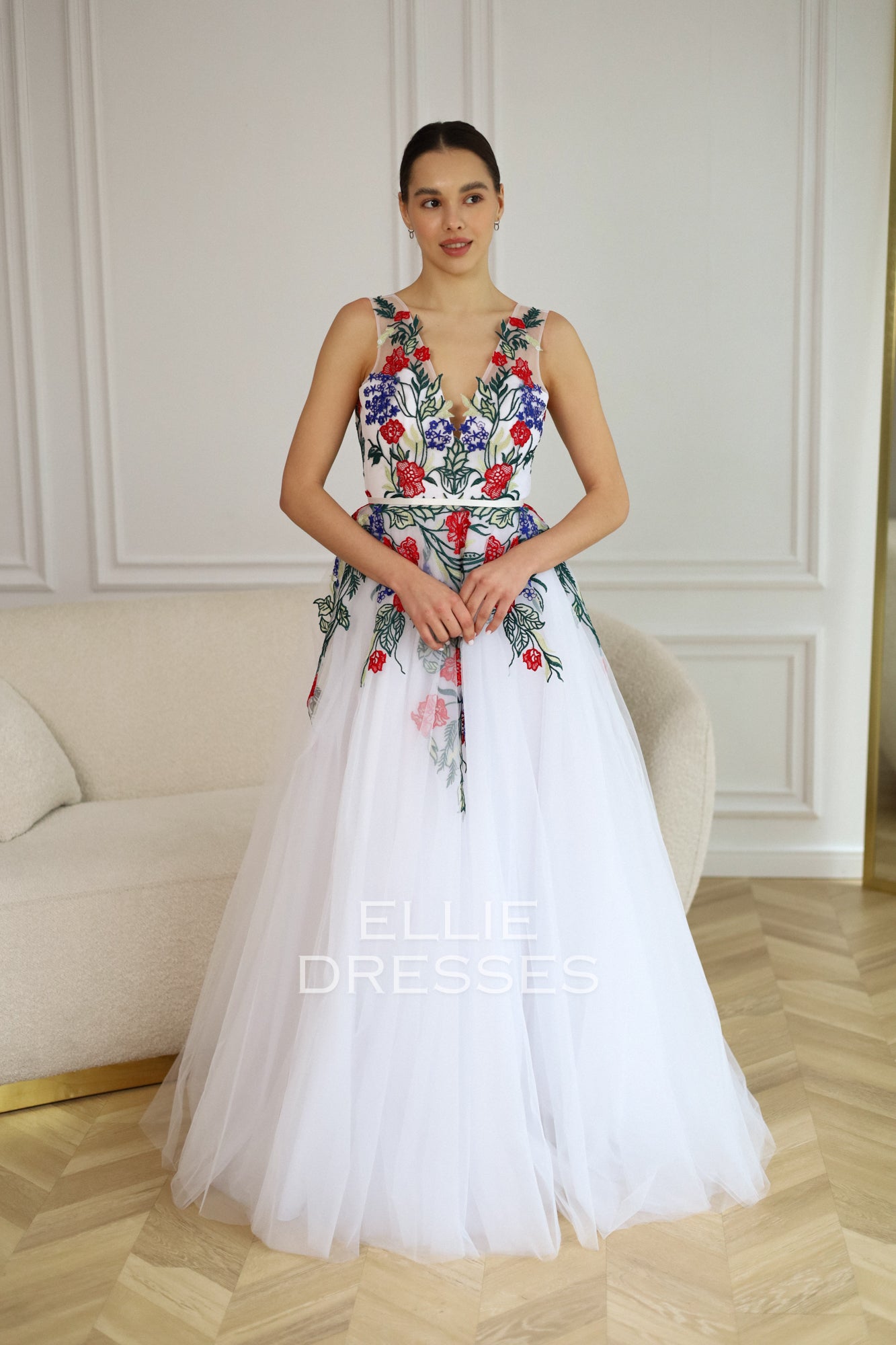 Colored Wedding Dress with extra sleeves