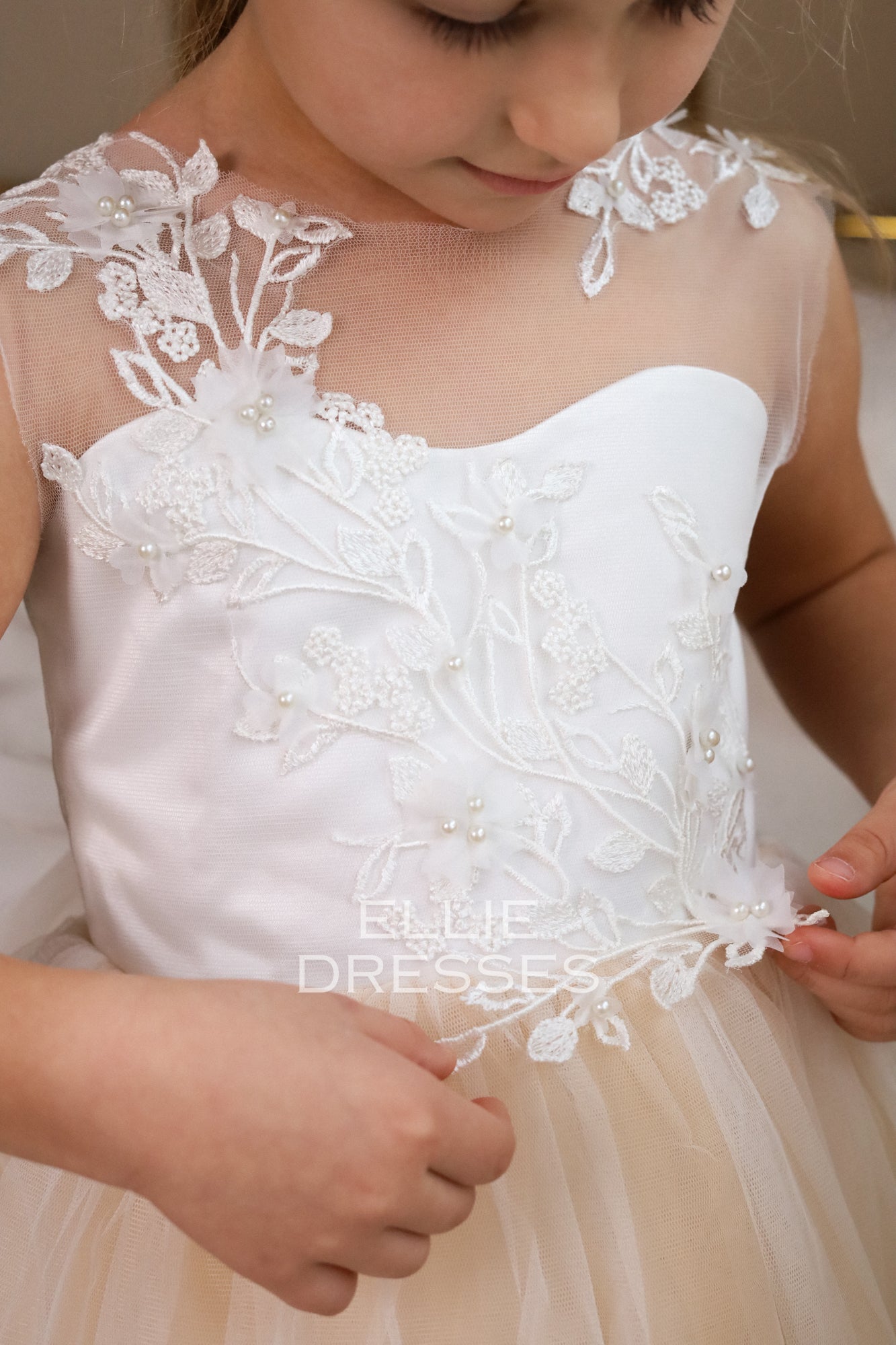 Nude Flower Girl Dress