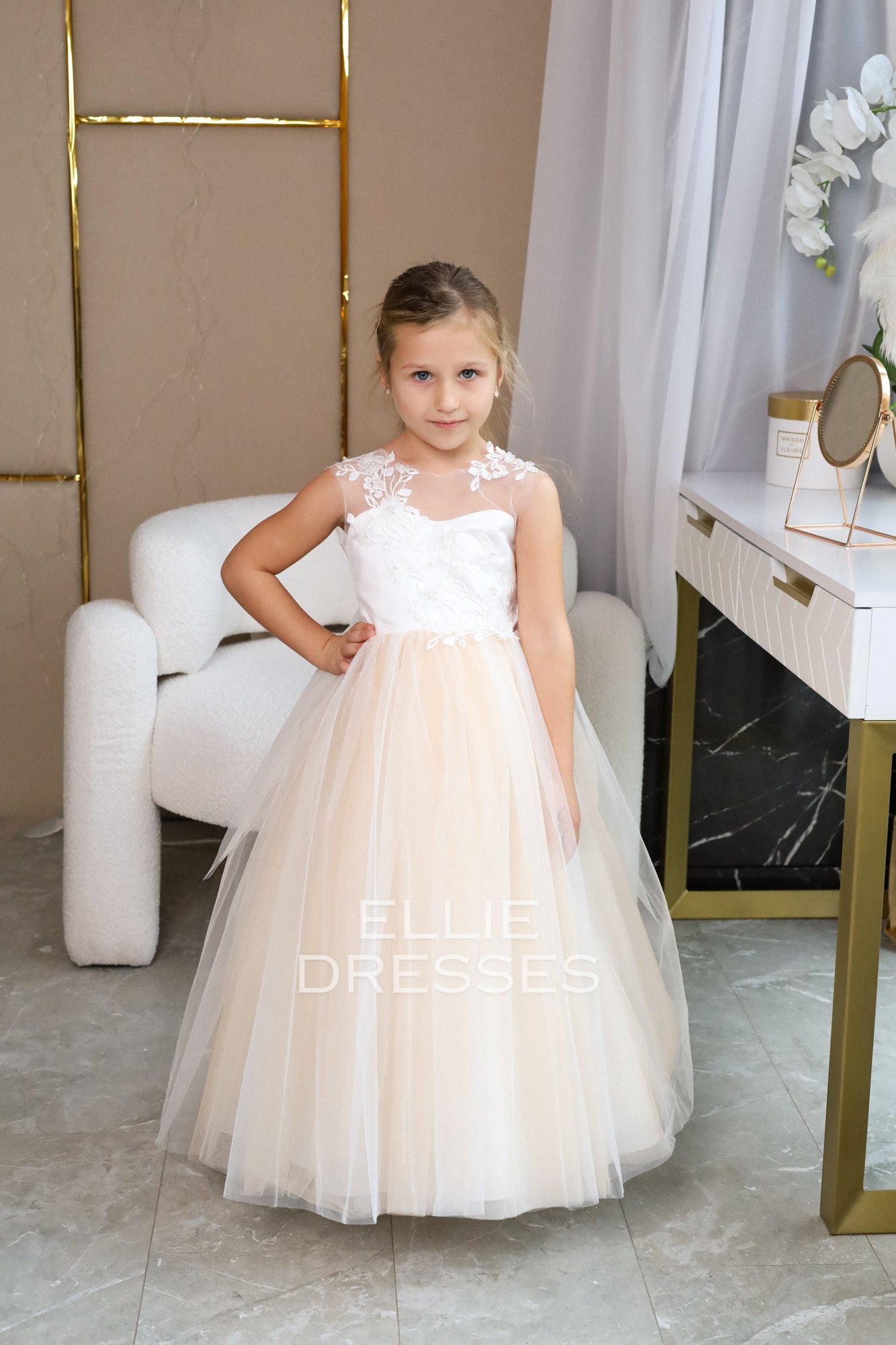 Nude Flower Girl Dress