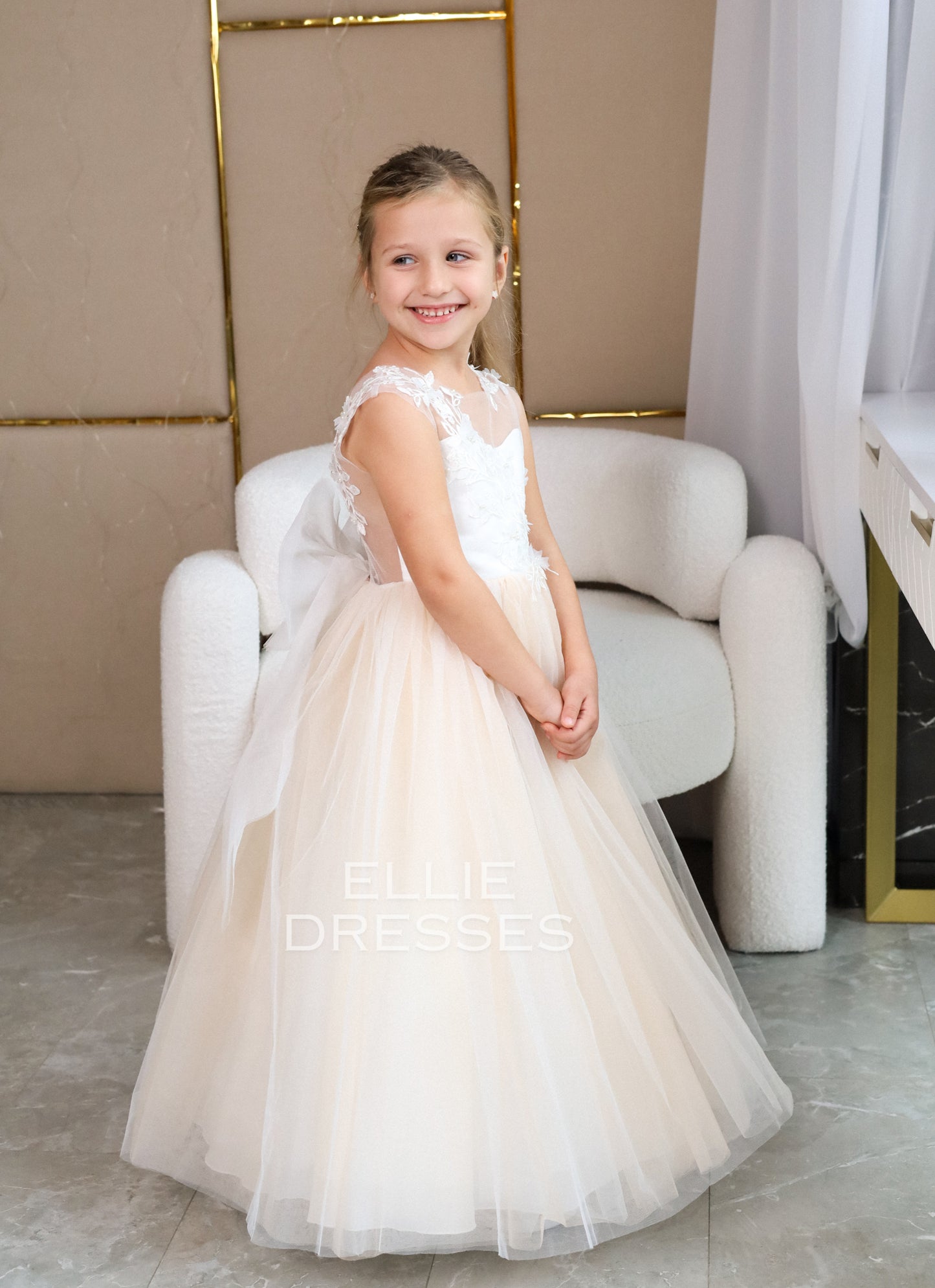 Nude Flower Girl Dress