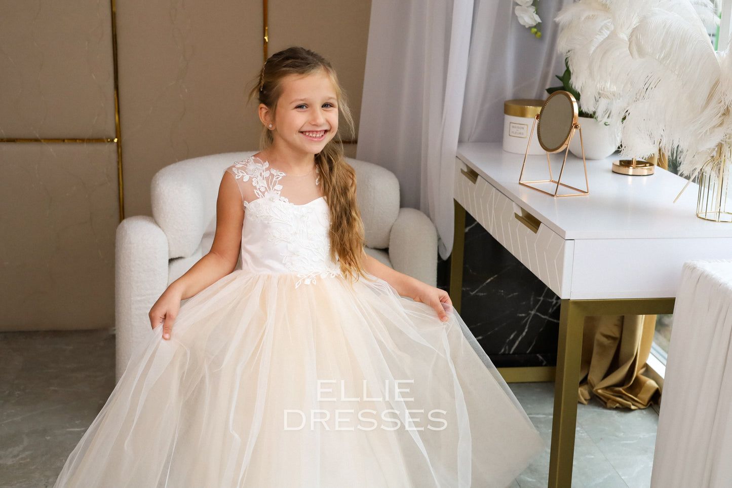 Nude Flower Girl Dress