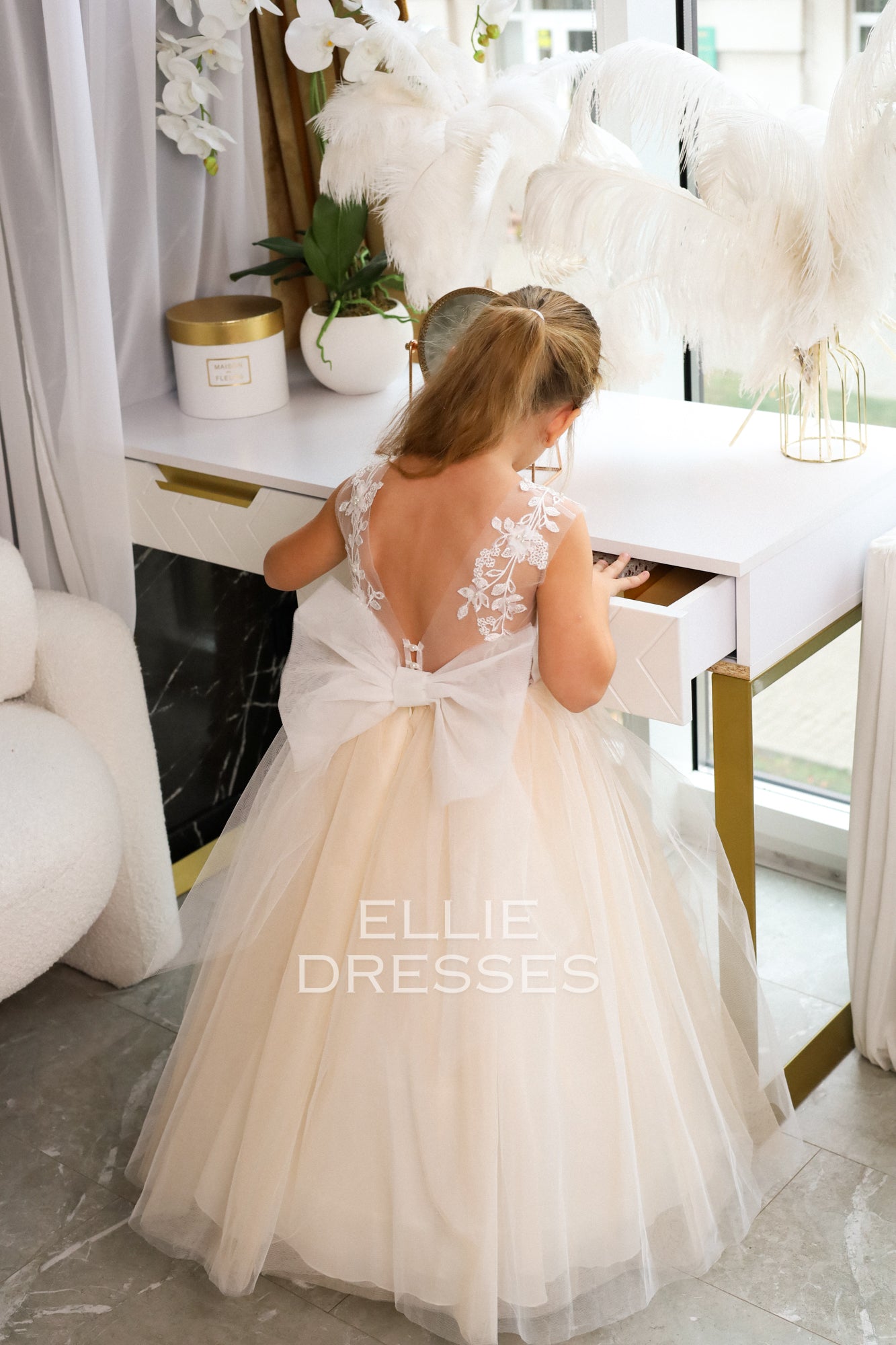 Nude Flower Girl Dress