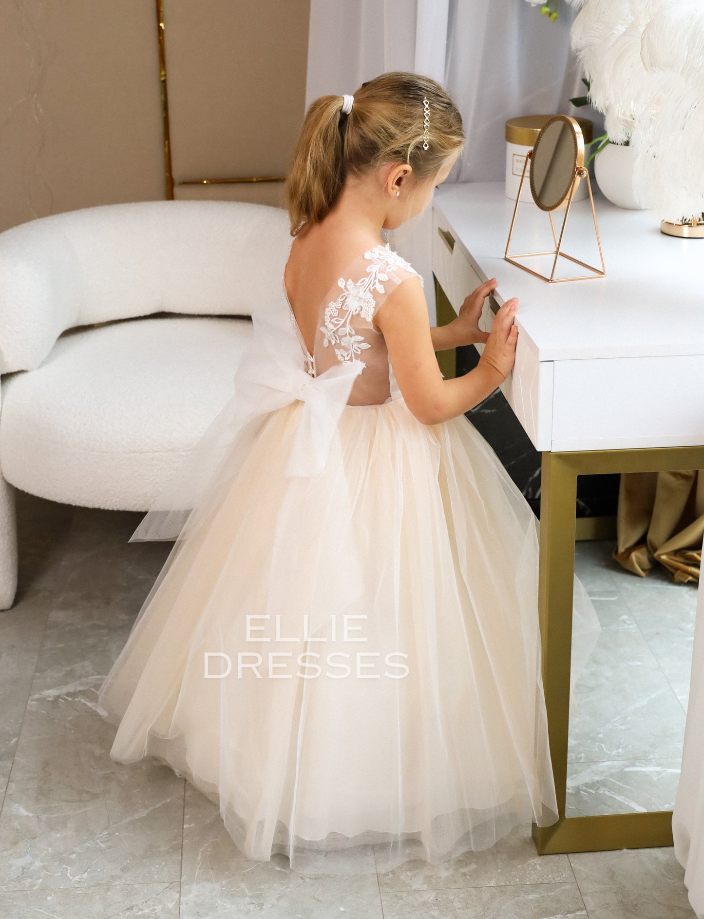 Nude Flower Girl Dress