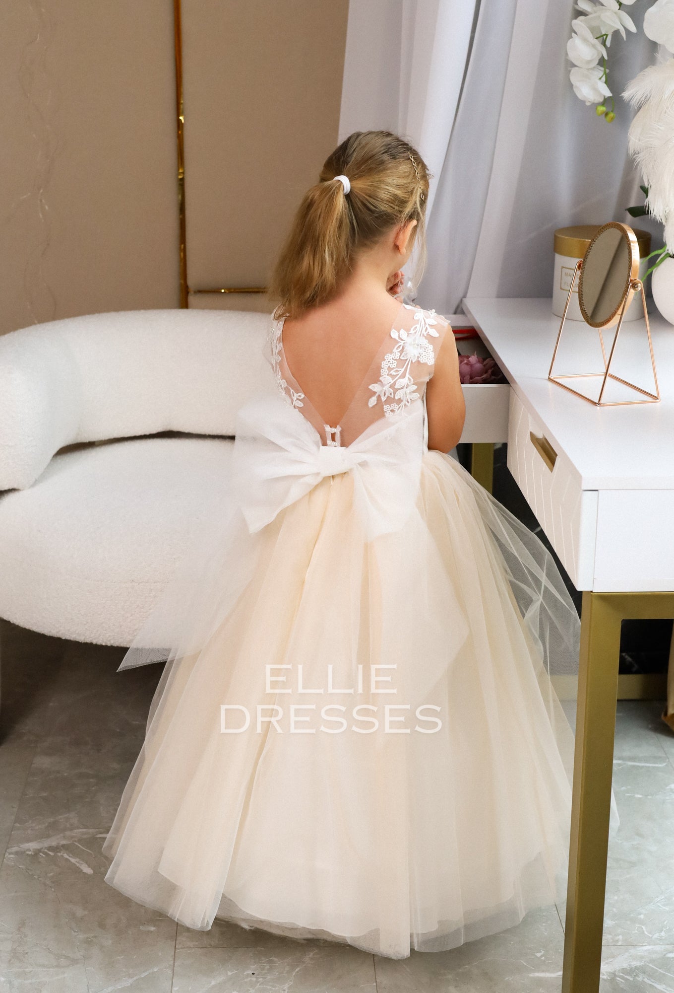 Nude Flower Girl Dress