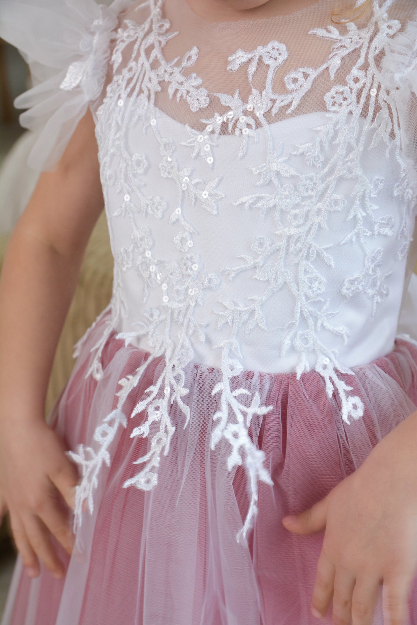 Burgundy Dress with floral Lace