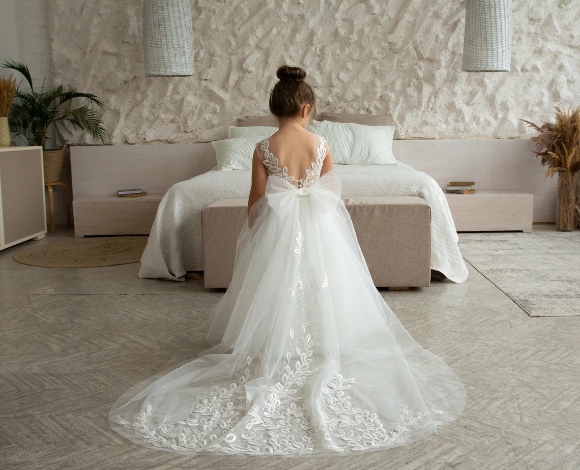 Ivory Dress with Shiny Lace