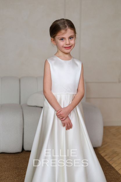 Short Sleeve Satin Gown