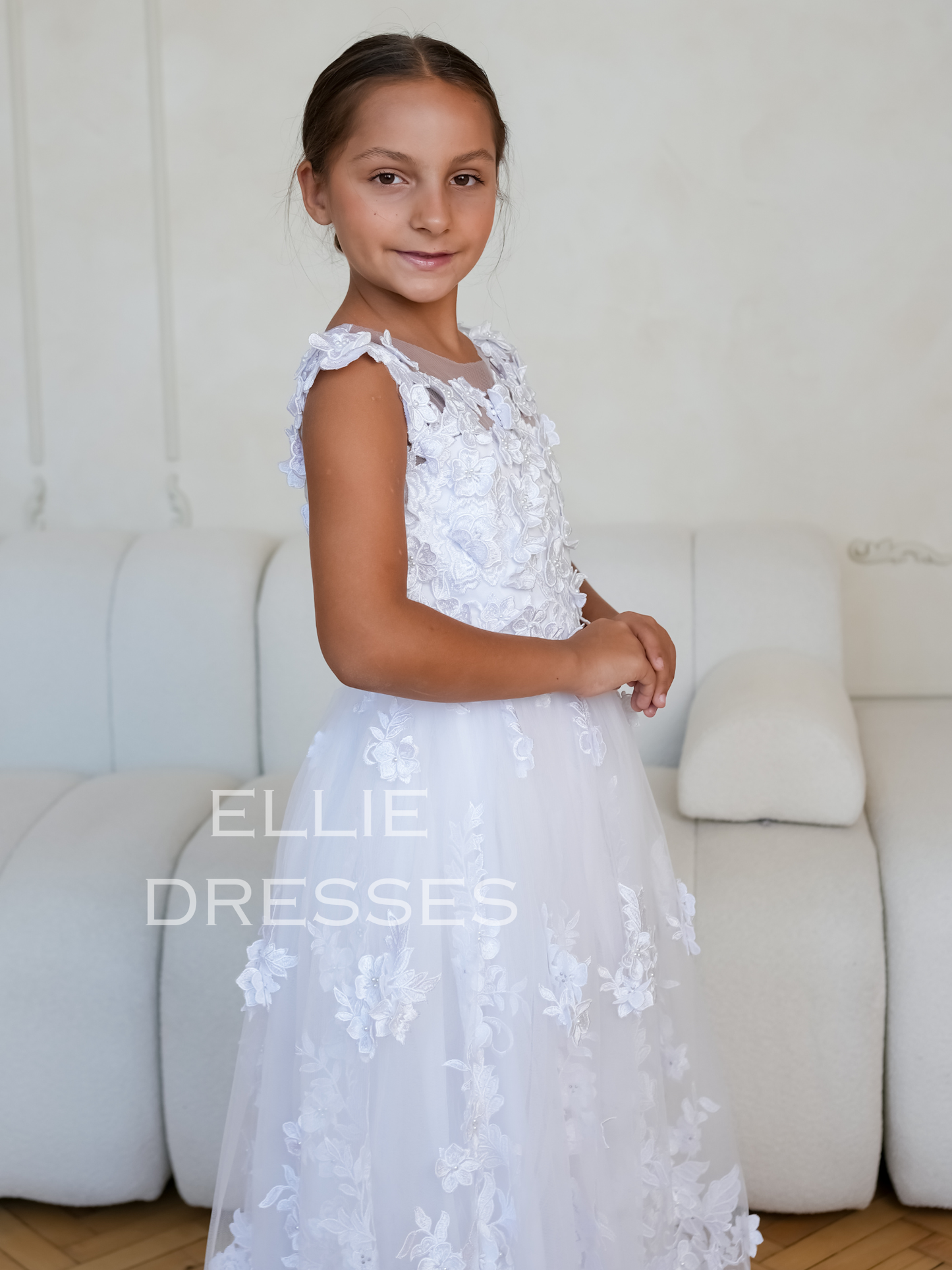 White Floral Girl Gown