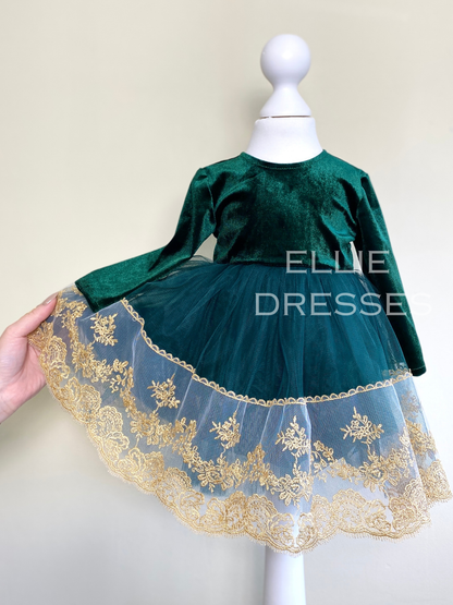 Toddler Dress with Gold Lace CD009
