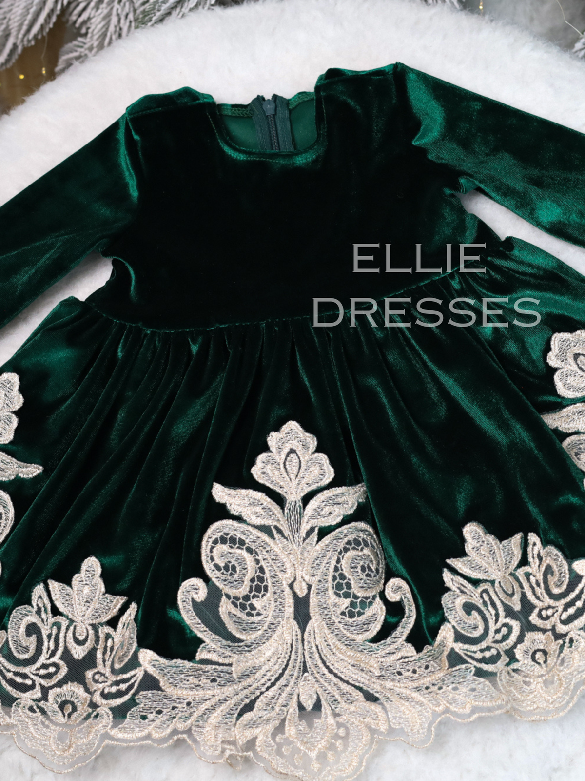 Christmas Velour Dress with Lace CD001