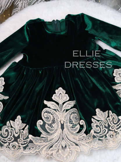Christmas Velour Dress with Lace CD001