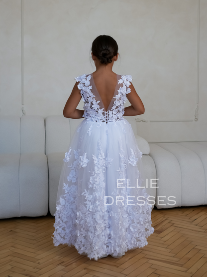White Floral Girl Gown