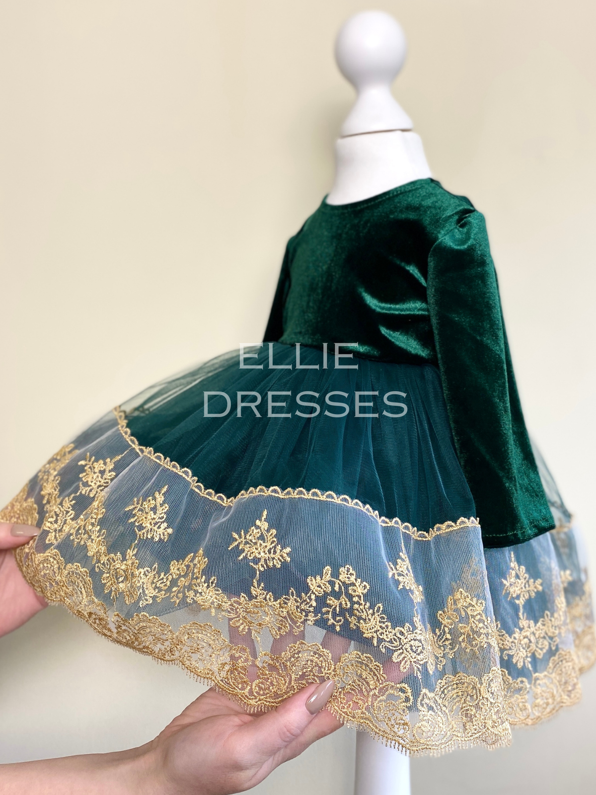 Toddler Dress with Gold Lace CD009