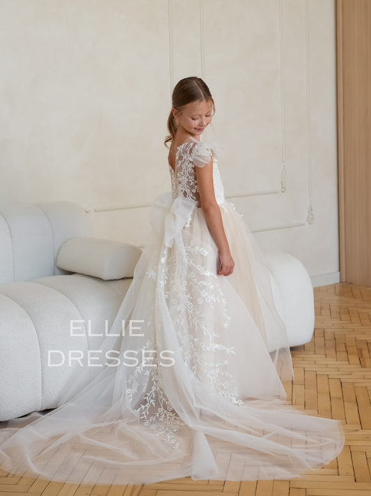Flower Girl Dress with Train D7