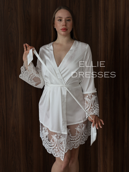 Short Wedding Lace Robe