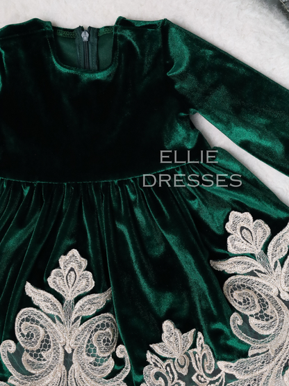 Christmas Velour Dress with Lace CD001