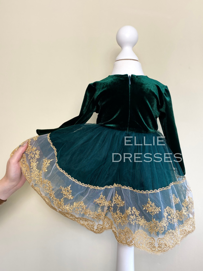 Toddler Dress with Gold Lace CD009