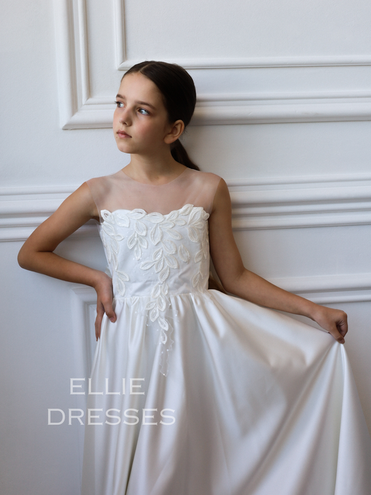 Lace Dress with satin skirt