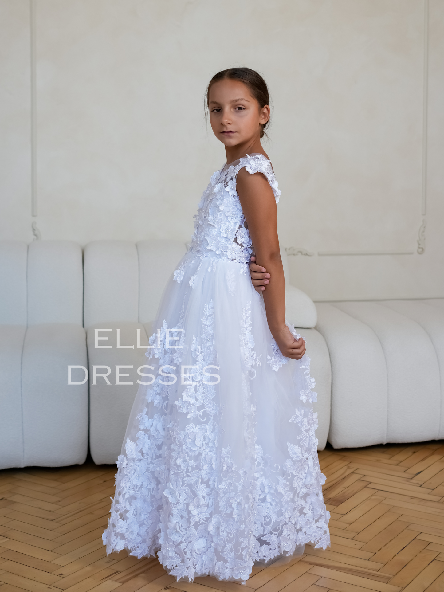 White Floral Girl Gown